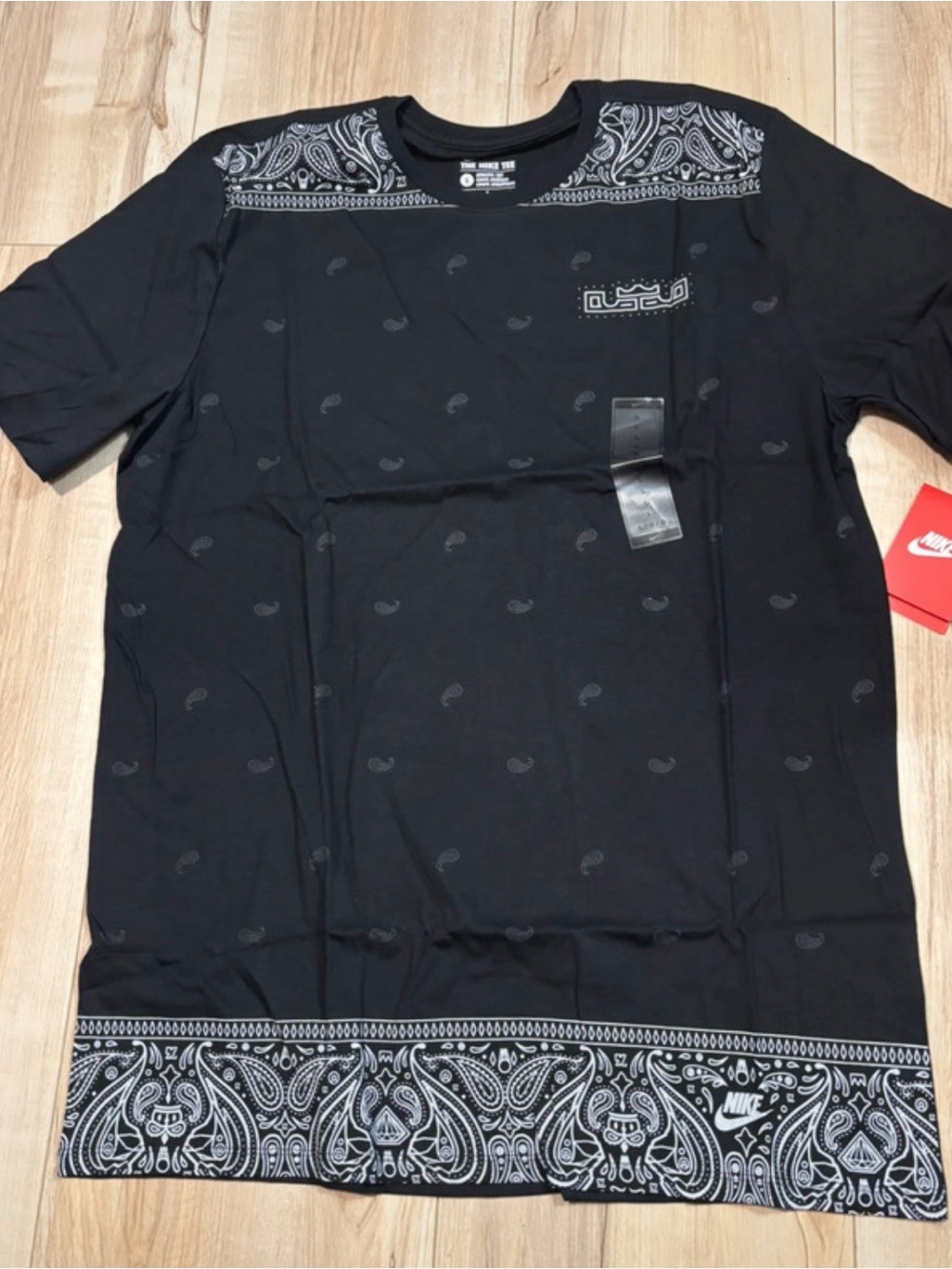 Nike LeBron Black Crew Tee with Paisley Shoulder and Hem Trim